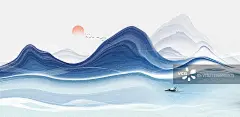 新中式风格冬季雪景插画图片素材