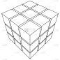 立方体,轮廓,铁丝网,接线框,技术员,形状,几何形状,白色,式样,分形