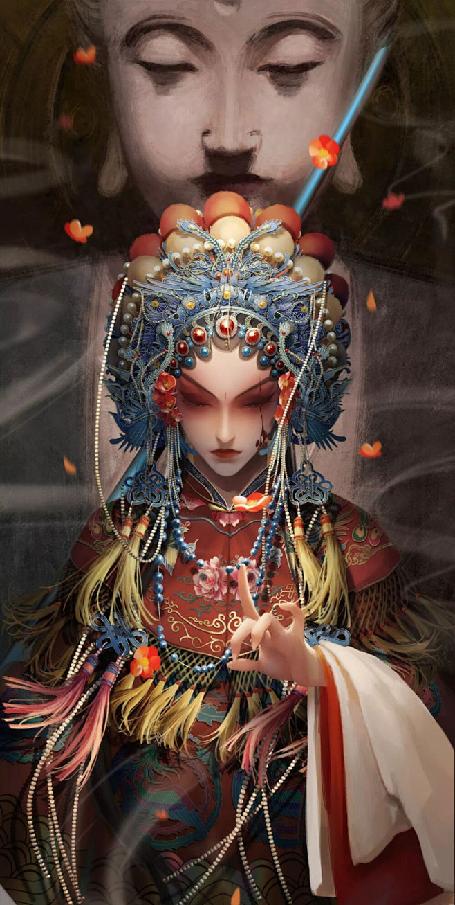 戏子青衣花旦戏服伶人摄影插画-花瓣网