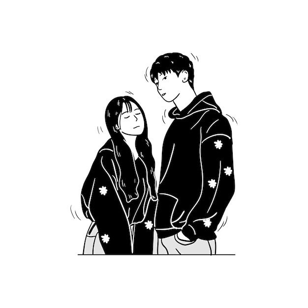 情侣恋人男女朋友插画矢量图设计素材