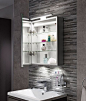 LED Bathroom Cabinet with Over Mirror Light 600mm x 500mm