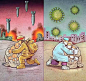 伊朗艺术家画得新冠疫情漫画