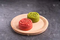 蛋糕,秋天,红色,绿色,中间,餐具,无人,传统,蛋黄,月饼