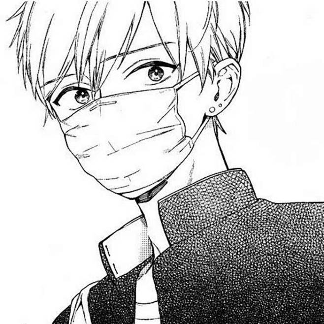 帅哥黑白口罩日漫耳钉