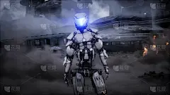 未来科幻船起飞了。军事机器人。天启城。3 d渲染。
