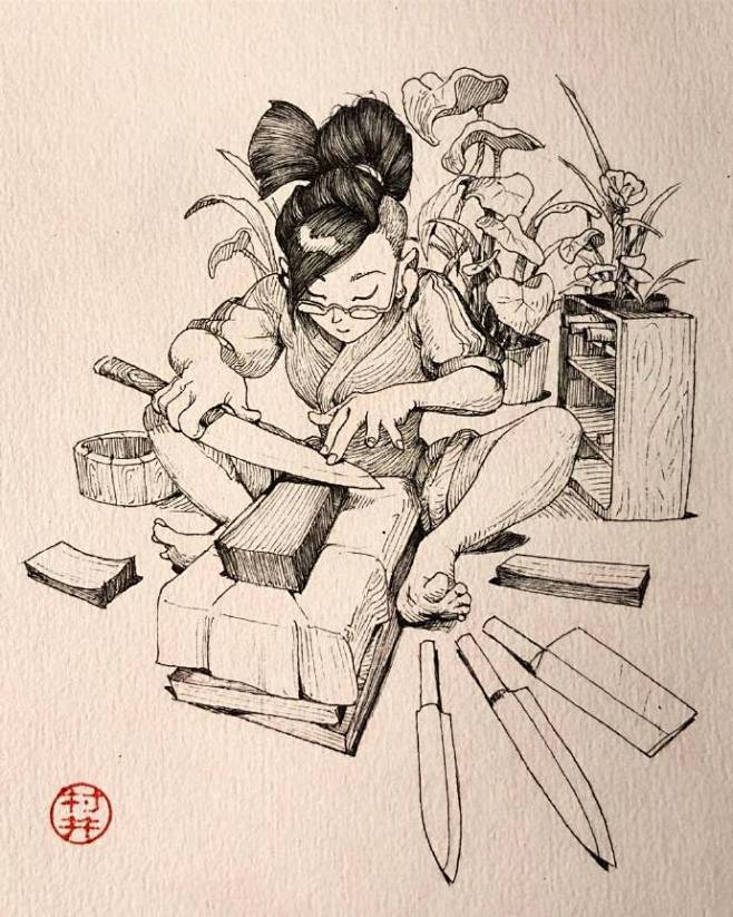 超好看的签字笔插画丨插画师INS：wil...