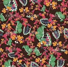 碎花  - 源文件下载【酷图网】碎花,叶子,手绘花,线条,数码印花