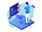 Feedback Illustration Icon comment people 3d isometric plane paper ocean blue illustration feedback