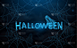 Halloween. Vector illustration with blue spider we