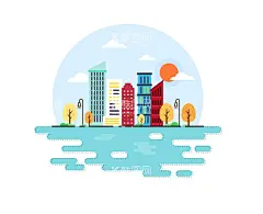 扁平城市建筑 矢量插画  - 源文件下载【酷图网】矢量线条,线条建筑,手绘建筑,建筑卡通,卡通建筑,房地产,名胜建筑,河边城市,线条城市,城市简图,城市手绘,城市卡通,卡通城市,扁平化城市,建筑,夜景,灯光,未来城市,彩色建筑,彩色城市,插画建筑,扁平城市,城市,园区,城市剪影,城市背景,矢量建筑城市,抽象城市,建筑插画,环境设计,建筑设计,AI