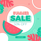 Flat design summer promotional sale Free Vector