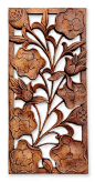 Wood relief panel, 'Sweet Lotus Flowers' by NOVICA