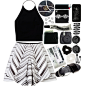 A fashion look from August 2014 featuring pattern skirt, kohl shoes and scrunchie hair accessories. Browse and shop related looks. #素材#