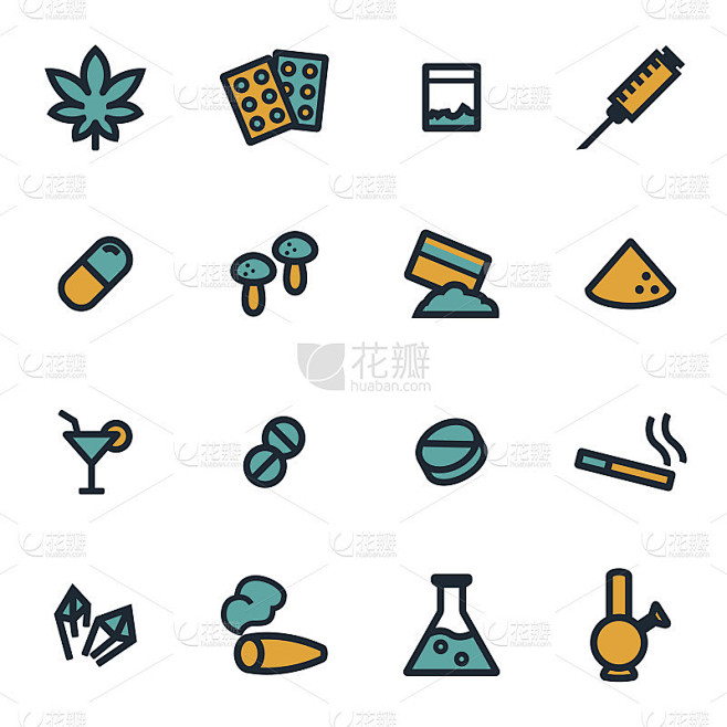 矢量平面药物图标设置