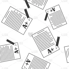 矢量图标学校形式与等级。优秀的测试结果。在白色背景上有铅笔图案的图像纸。