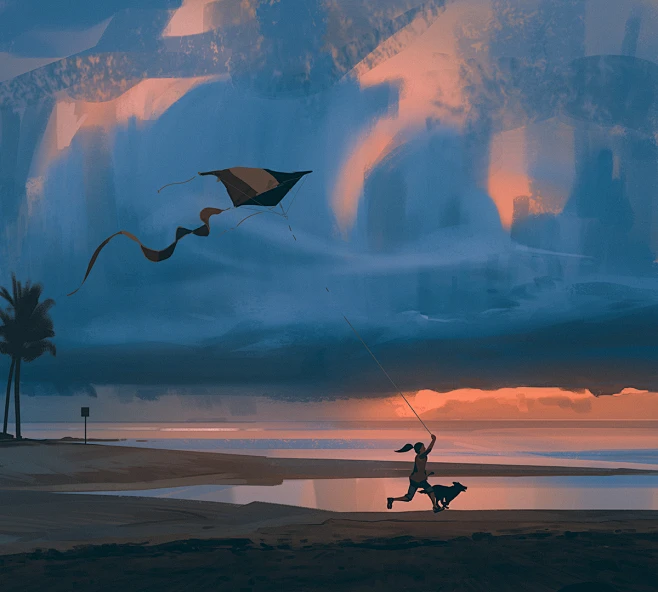 Flying a kite-花瓣网