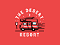 Desert Resort icon rv desert ui package badges typography illustration branding packaging identity logo