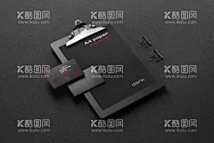 黑色高端文创样机  - 源文件下载【酷图网】资料,文件,黑色,高端,写字板,菜单,记录,书写板,名片,卡片,夹子,