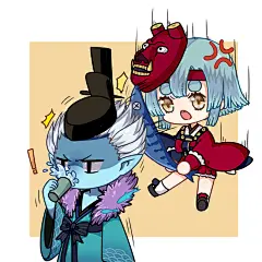 阴阳师手游 金鱼姬 同人图 插画 壁纸 | 阴阳师的两张Q版~ | 半次元-第一中文COS绘画小说社区