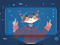 Hud ui ux computer art hud fox game design vector character flat illustration