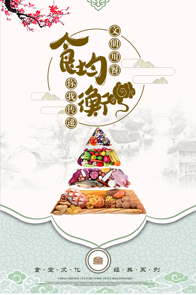 食堂文化营养均衡合理膳食公益海报