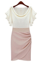 Celebration Toast Flutter Sleeve Ruched Tulip Dress in Pink Shimmer  $59.99