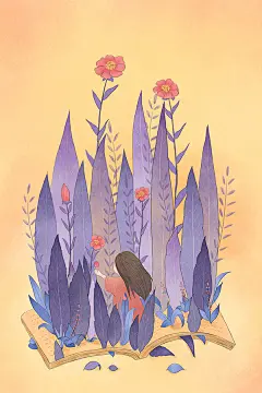森系女 暖心插画 植物插画 120