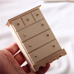 Dollhouse娃娃屋迷你实木家具摇篮婴儿床餐桌橱小布娃娃屋BJD玩具-淘宝网