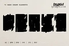 78款复古潮流手绘喷漆毛笔涂鸦垃圾摇滚标记符号插画矢量设计素材下载_颜格视觉
