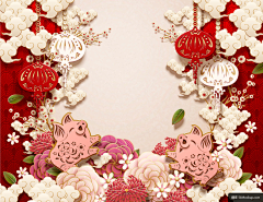 秘密花园™采集到中式新年春节海报