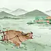 谷雨雨水春耕插秧劳作插画春天牧童
