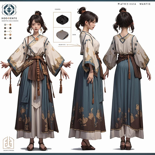 AI古风武侠角色插画素材 国风人物服装设计 影视游戏角色概念设定-淘宝网-花瓣网