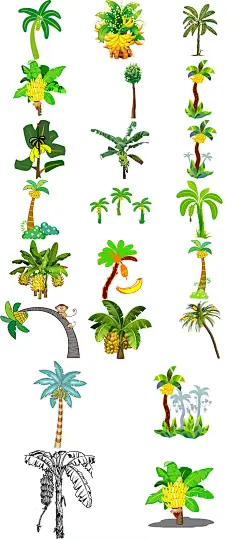 卡通香蕉树ps元素素材免抠png