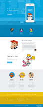 蓝色扁平化漂亮的儿童应用APP网站模板 - 网页模板 HTML素材网