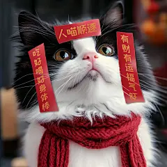 春节猫咪趣味对联表情包aigc