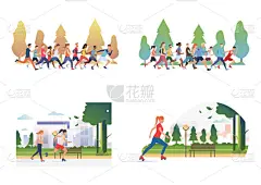 绘画插图,户外活动,水平画幅,组物体,户外,卡通,书页,传单,仅成年人,图形界面
