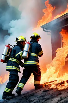 救援灭火消防员救火背影摄影图片