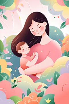 美好治愈美好卡通母亲节插画