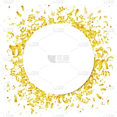 黄色的五彩纸屑上有一个白色的大圆圈