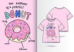 矢量手绘T恤插画卡通可爱时尚女孩独角兽服装印花人物AI设计素材