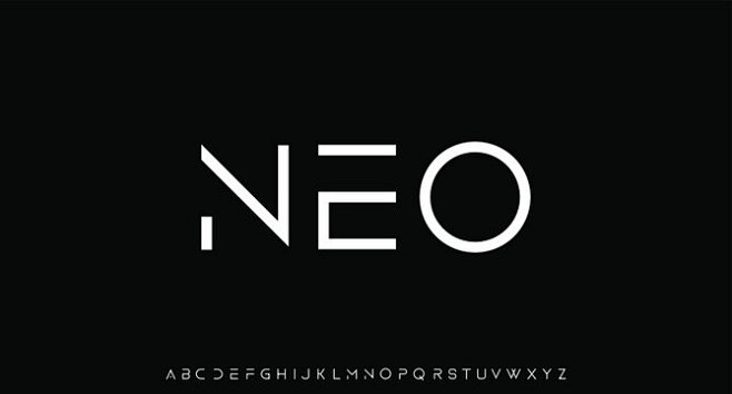 NEO，具有锋利边缘字体的未来派现代几何