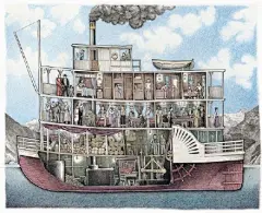 设计帝国的微博_微博这些窥视船甲板下面的插画，灵感来自既是一名水手也是画家的Tom Crestodina 在海上航行的时光，他与儿子分享他的航海经历以及航船剖面图，并分享对海洋的激情。Crestodina也希望借这些有趣的插图，让儿子了解老爸出海的工作是怎样的。