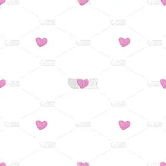 无缝图案手绘粉色心