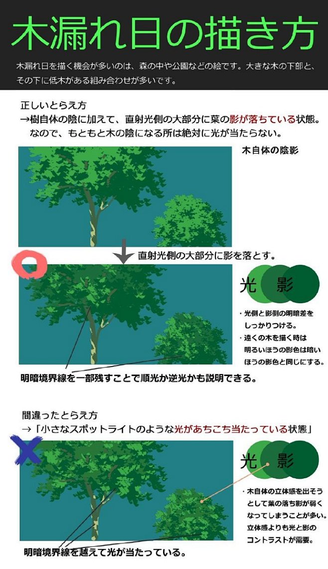 #绘画教程# 增山修老师关于树/背景的绘...
