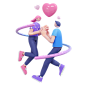 Couple holding hand 3D Illustration