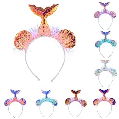 美人鱼发箍欧美儿童派对发饰公主鱼纹美人鱼网纱花朵动物发饰