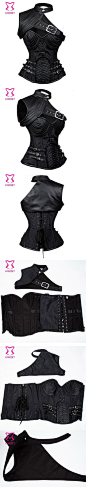 Black Vintage Gothic Corset Steampunk Clothing Armor Inspired Bustier With…: @北坤人素材