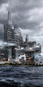 “Cloud Citizen”, Shenzhen Bay Super City Masterplan Competition Winner, Shenzhen, China by by Urban Future Organization and CR-Design [Future Architecture: http://futuristicnews.com/category/future-architecture/]: 