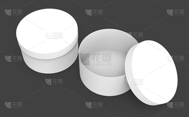 两个空白圆盒, 在3d 渲染, 高视图的...