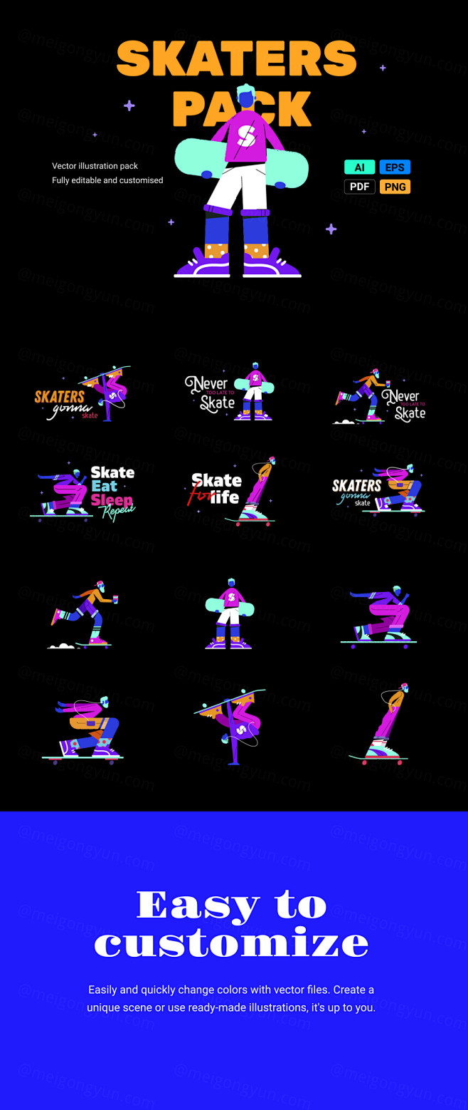 Neon skaters set :  